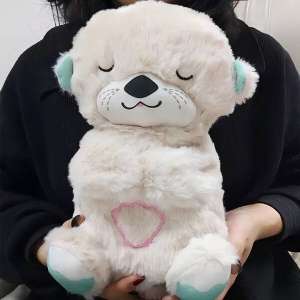 Peluche Nutria Bebé Respira Y Relaja Dormir Niño Tendencia Color Variante Blanco