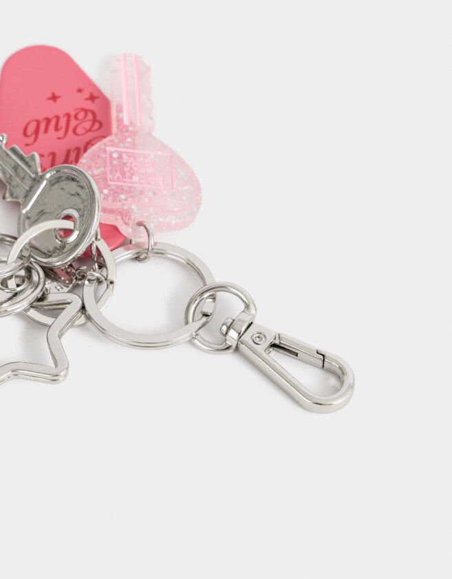 Llavero Metal Llavero Y Charm De Relicario - Rosa Claro