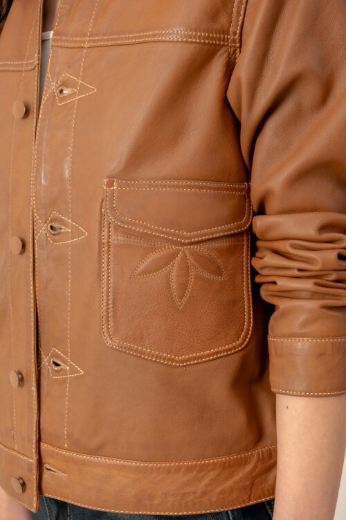 Campera cuero Sahara Cognac
