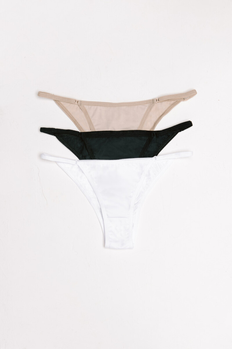 Pack de 3 Pantie Peel [B17] - Blanco, Negro y Tostado 