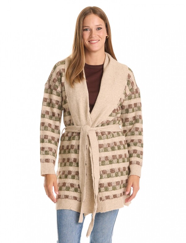 Cardigan Jacquard Lazo BEIGE/MULTI