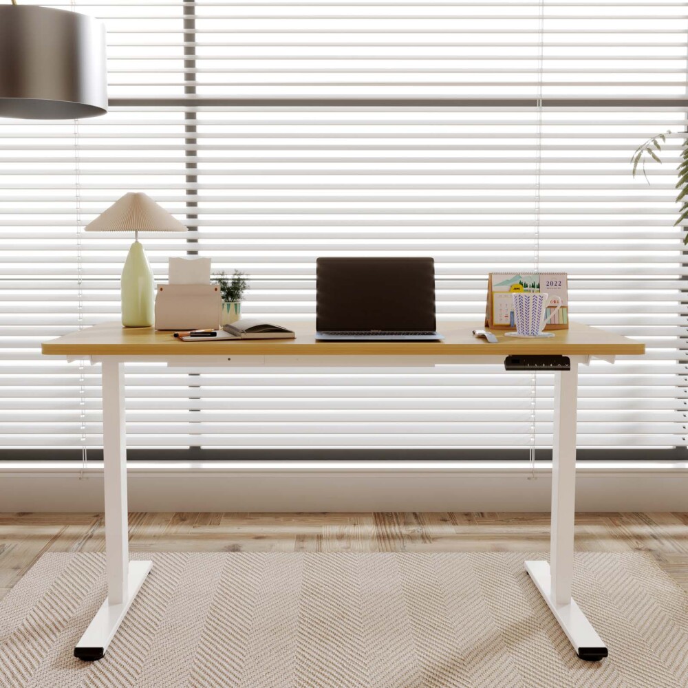 ESCRITORIO REGULABLE METAL-Y-MDF NATURAL-BEIGE E1PRO