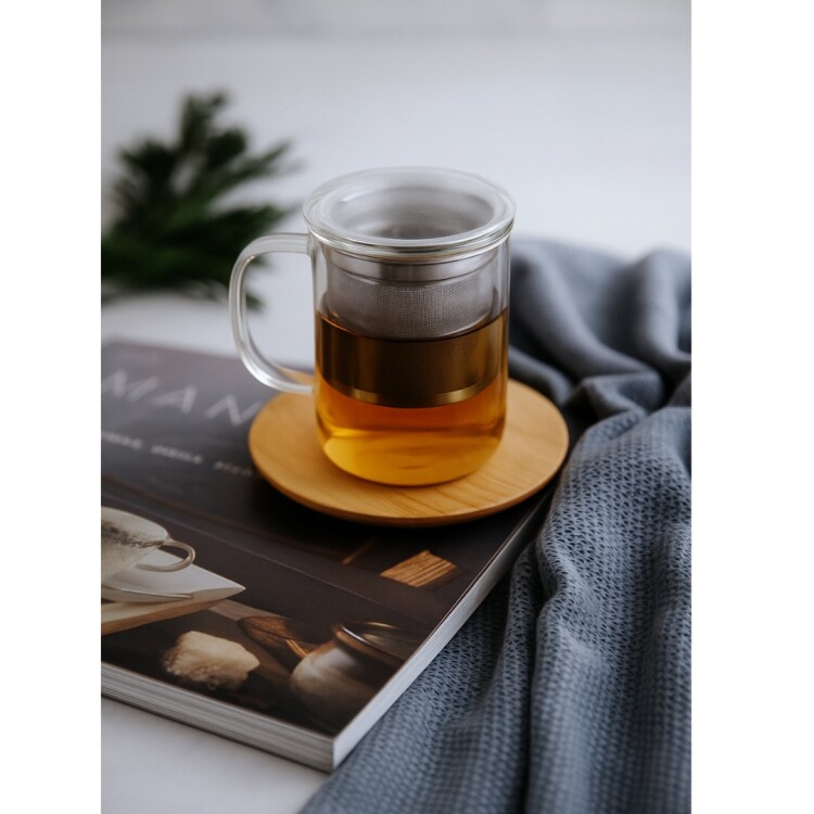 TAZA TETERA DE VIDRIO CON INFUSOR TRAMONTINA 350ML Sin color