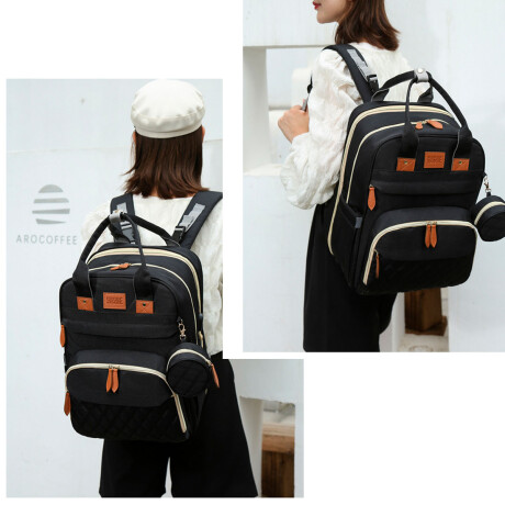 Mochila Bolso Maternal Con Cuna Bebé Cambiador Negro