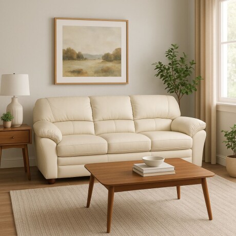 Sillon 3 cuerpos Cuero Natural Beige