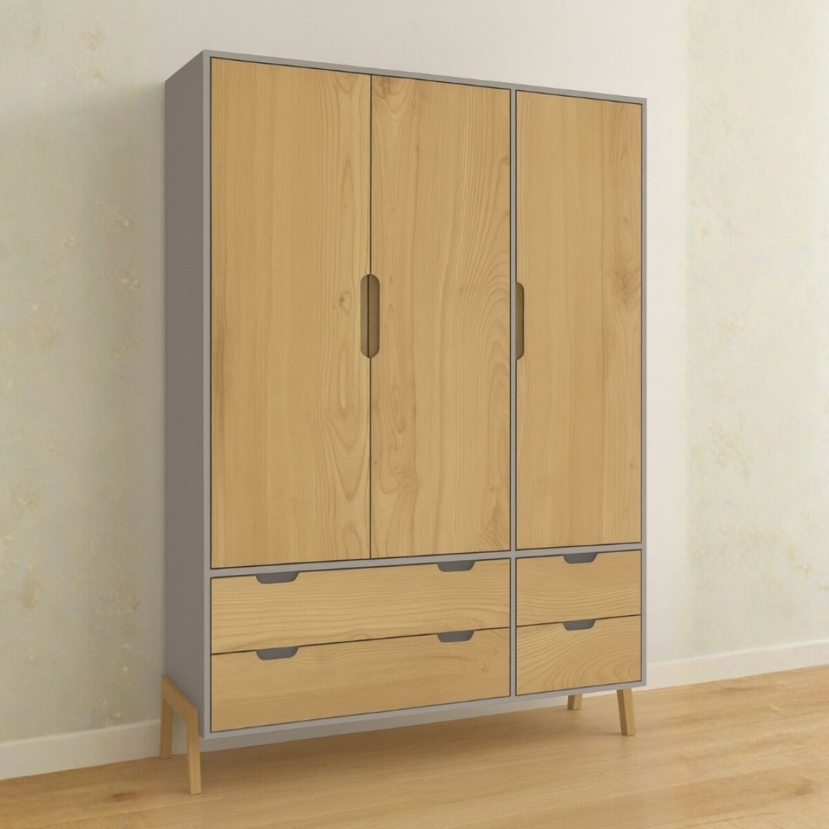ROPERO - 3 PUERTAS - LINEA WOOD GRIS 