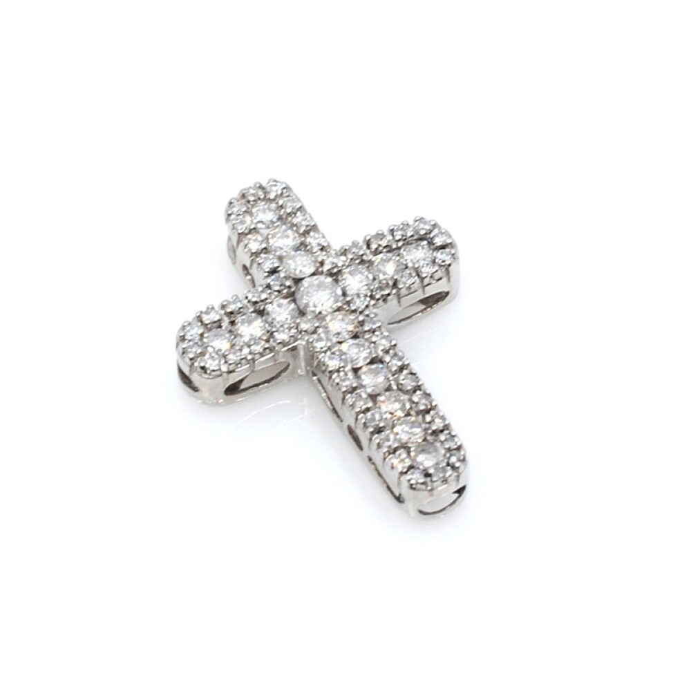 Cruz en oro 18k blanco y brillantes Cruz en oro 18k blanco y brillantes