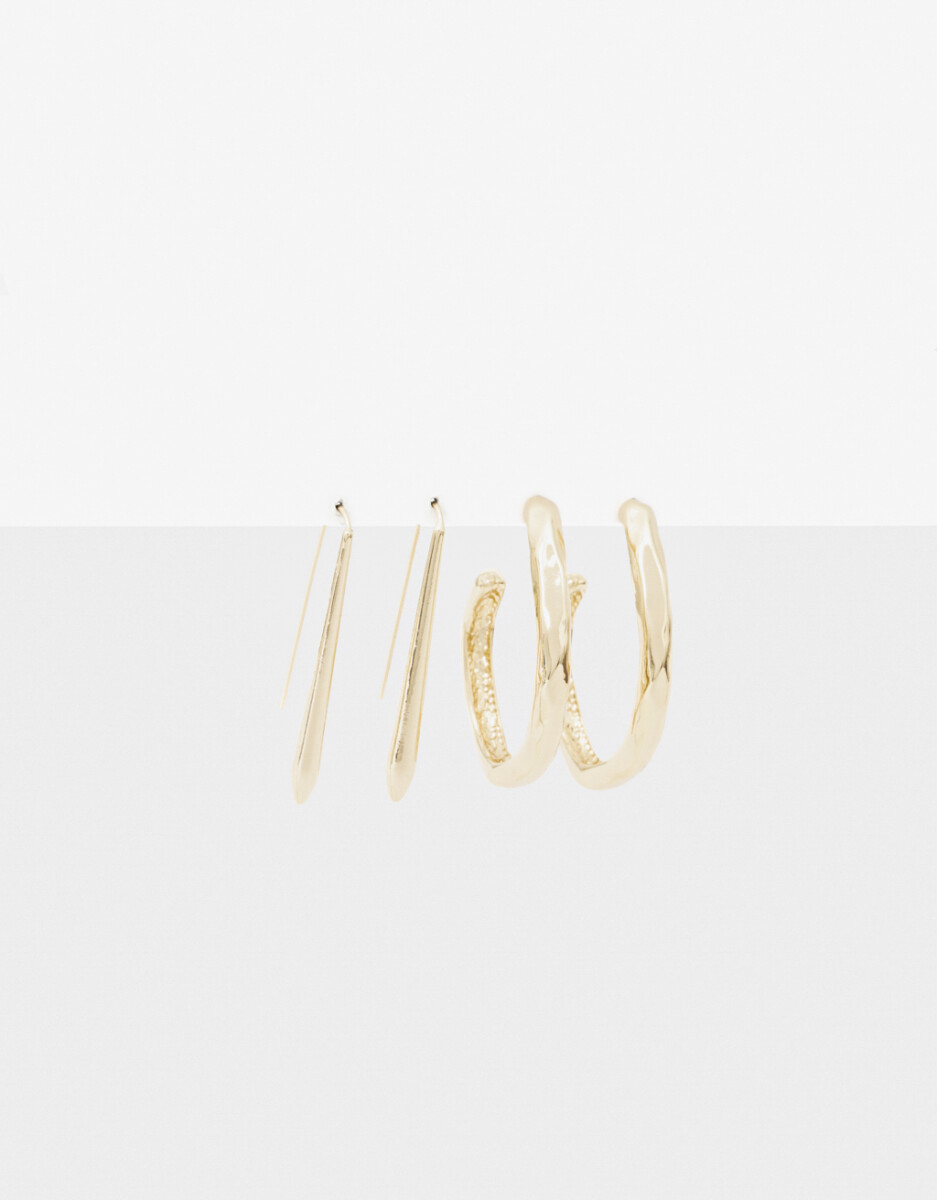 Set De Aros Largos Y Argollas 