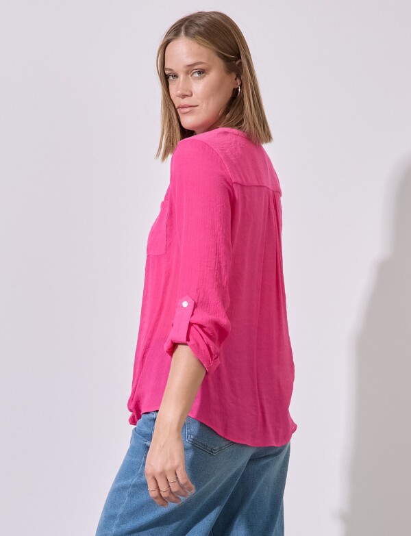 Blusa Botones Nudo FUCSIA