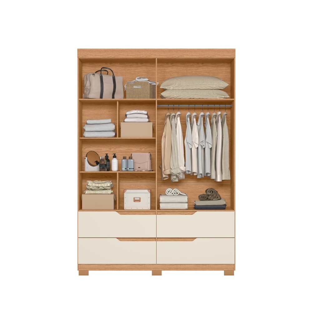 Ropero 4 puertas 4 cajones - Doble Beige