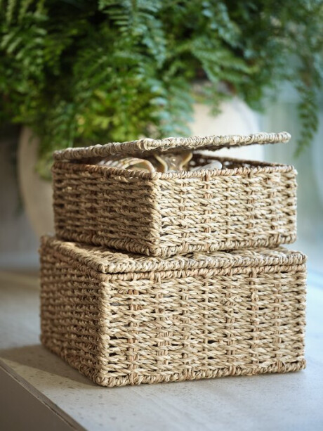 Caja de almacenaje SENNAN con tapa jacinto 2u Caja de almacenaje SENNAN con tapa jacinto 2u