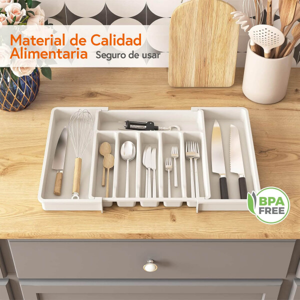Organizador de Cubiertos Extensible Cajon Utensilios Cubertero IMBACK Blanco Organizador de Cubiertos Extensible Cajon Utensilios Cubertero IMBACK Blanco
