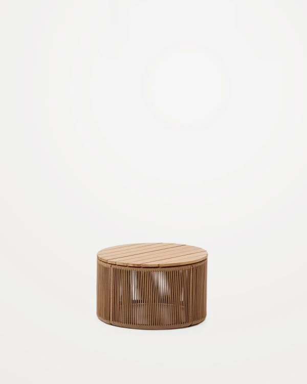 Mesa de centro Dandara de acero, cuerda beige y madera maciza de acacia Ø60 FSC 100% Mesa de centro Dandara de acero, cuerda beige y madera maciza de acacia Ø60 FSC 100%