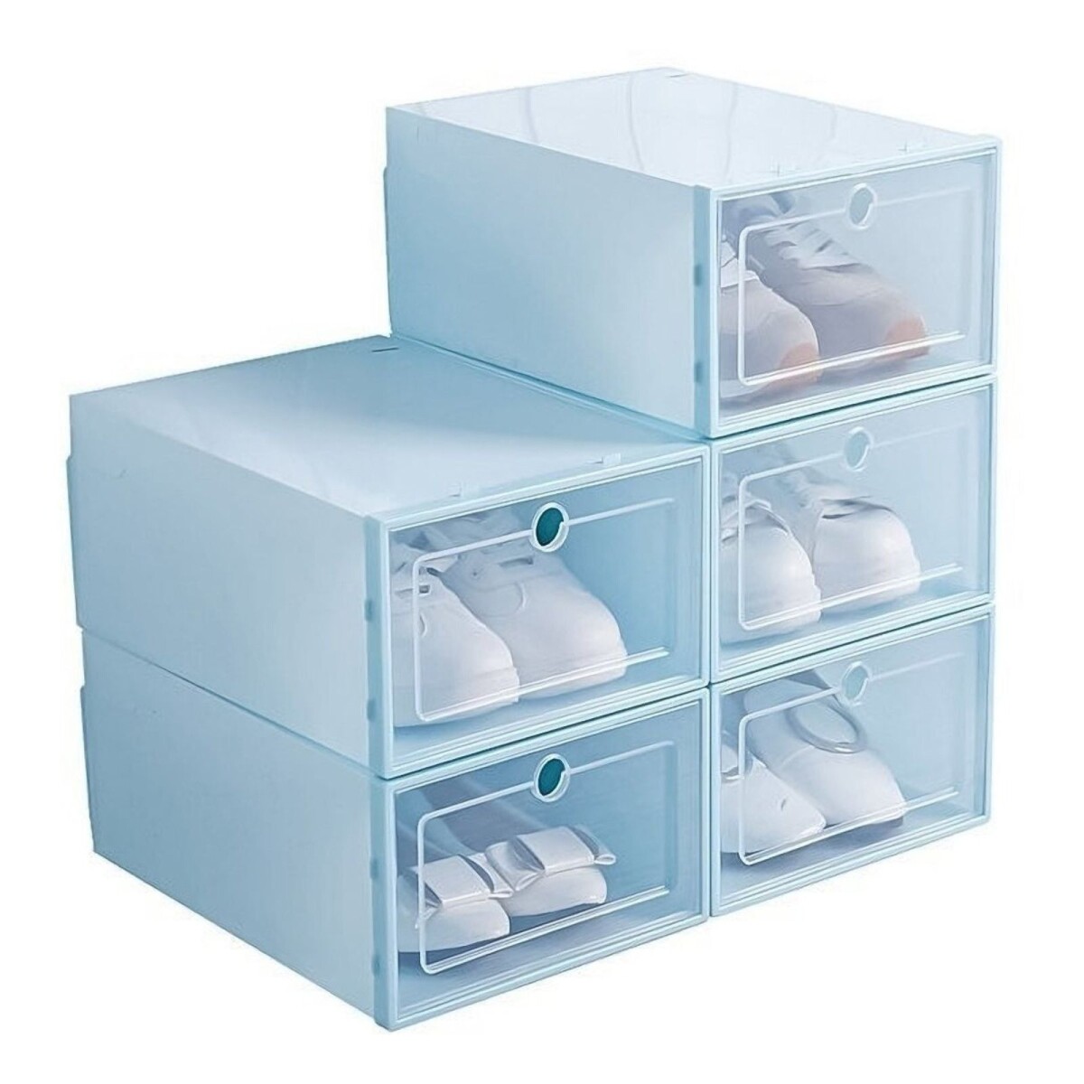 Cajas Estantes Organizador Rack Zapatos Zapatera Apilabl X48 - Color Variante Celeste 