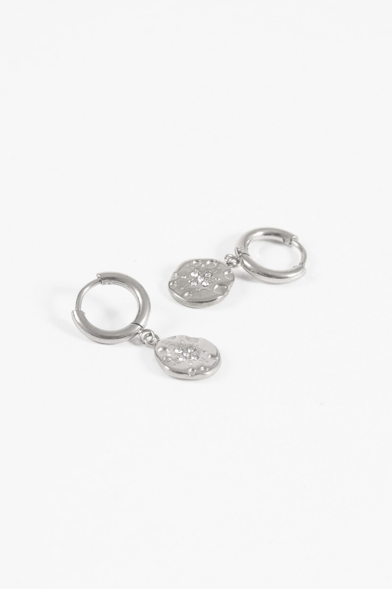 Aros dije medalla strass plateado