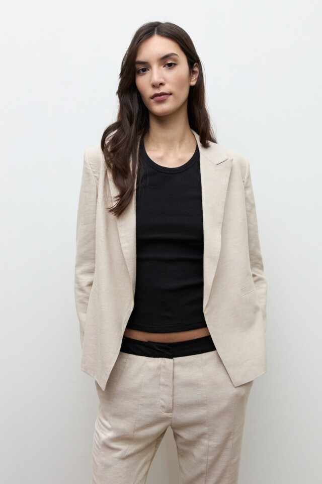 Blazer lino beige melange