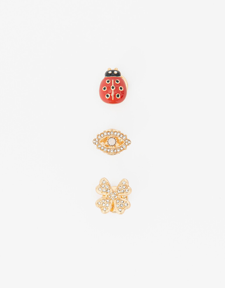 Prendedor Lucky charm Set De Pines Con Strass - Dorado