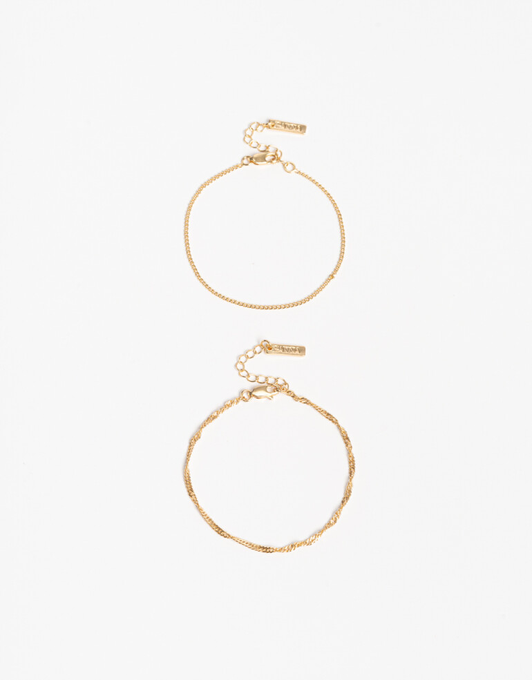Pulseras Flexibles Sets Metal Set De Pulseras Flexibles Bañado En Oro - Dorado