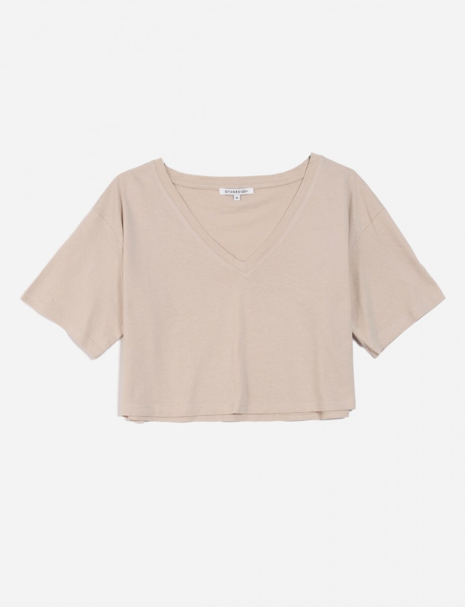 Crop top escote en V - Marron 