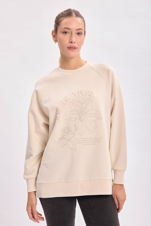Buzo deportivo oversize estampa Flor Crudo