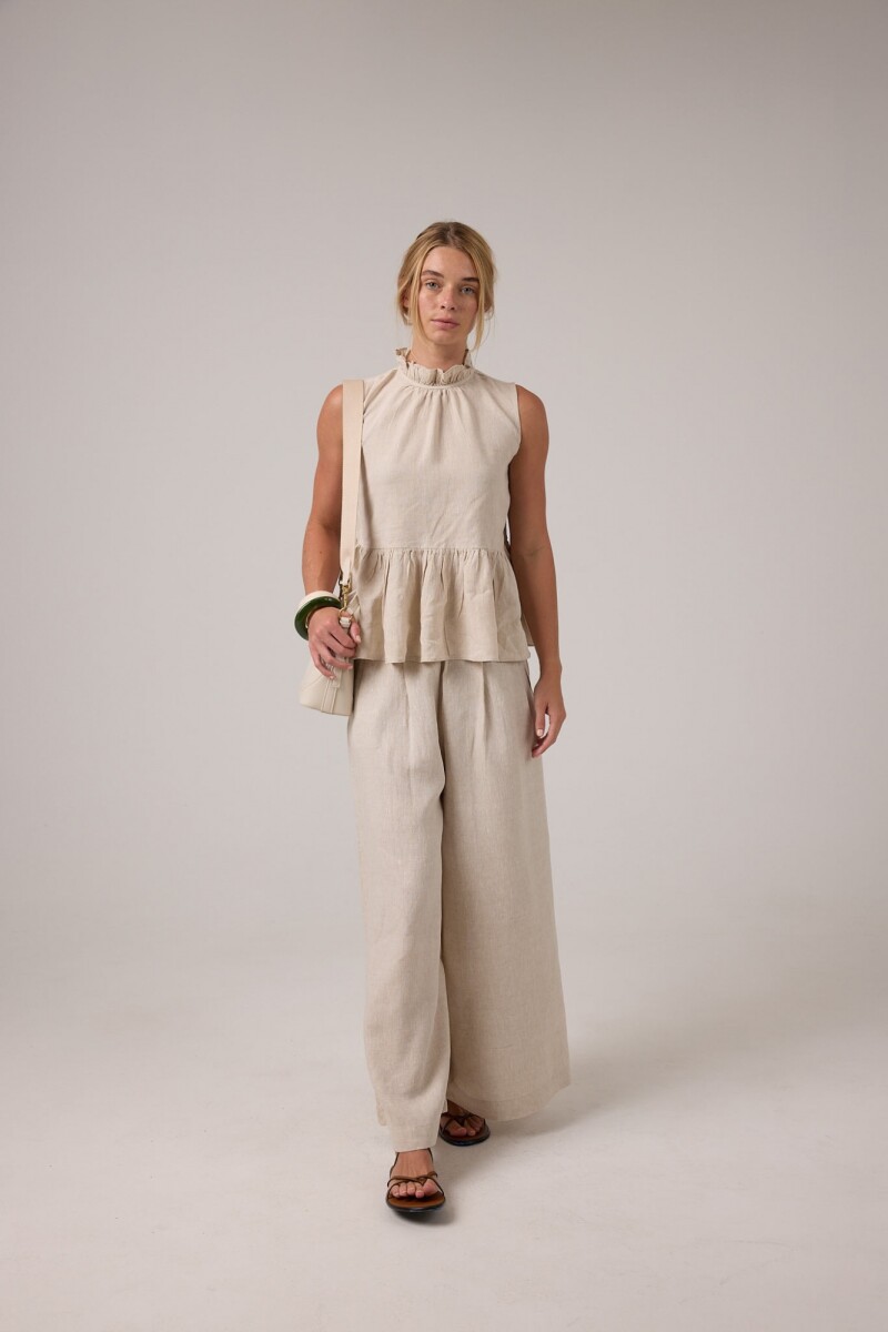 PANTALON SABI LINO METALIZADO Natural