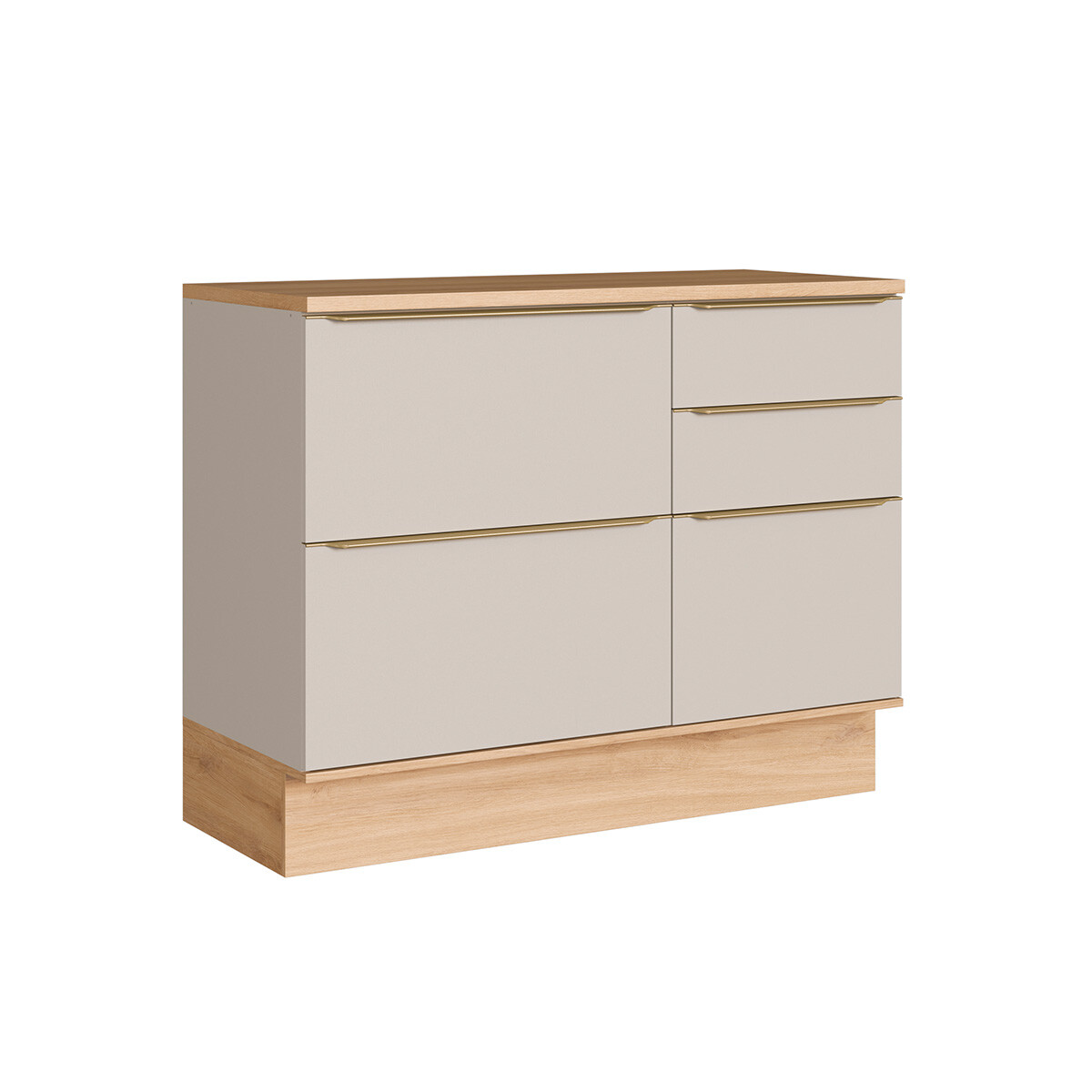 Bajo Mesada Everest 1,20 M Con 2 Puertas Y 3 Cajones Color: Carvalho/panna 