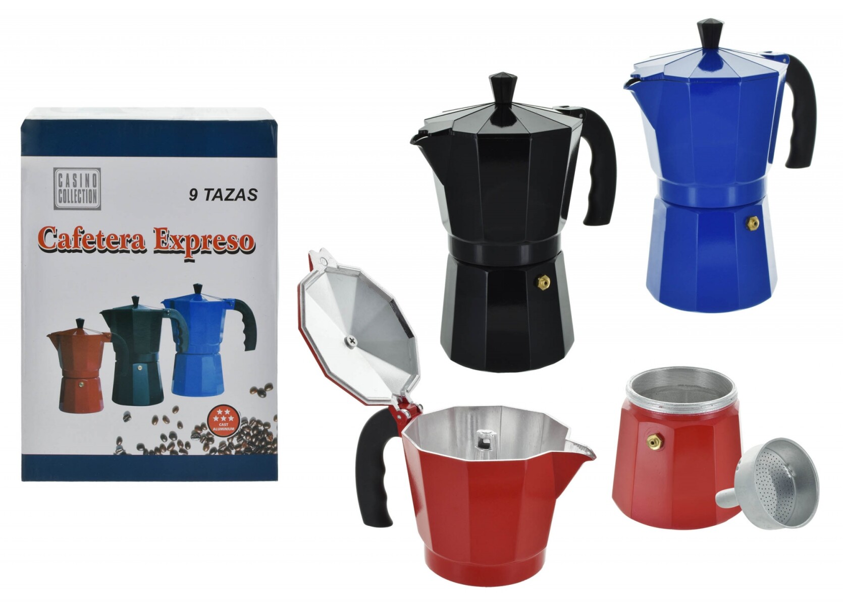 Cafetera Italiana 6 tazas (Colores disponibles: plata, negra, verde, azul y  roja) - Cafés la Brasileña
