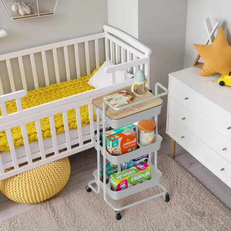 Carrito Organizador Multiuso 3Niveles Ruedas 360° Tapa Gris