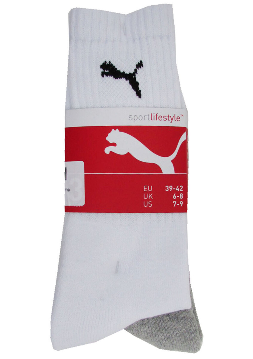Medias Unisex Puma Pack x3 Puma - Blanco - Gris - Negro 