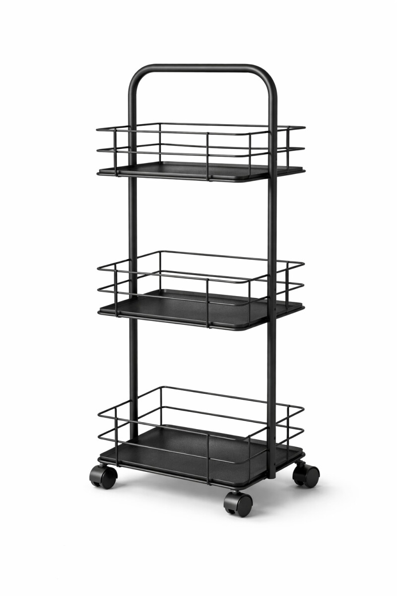 CARRO CON RUEDAS 3 NIVELES - NEGRO 