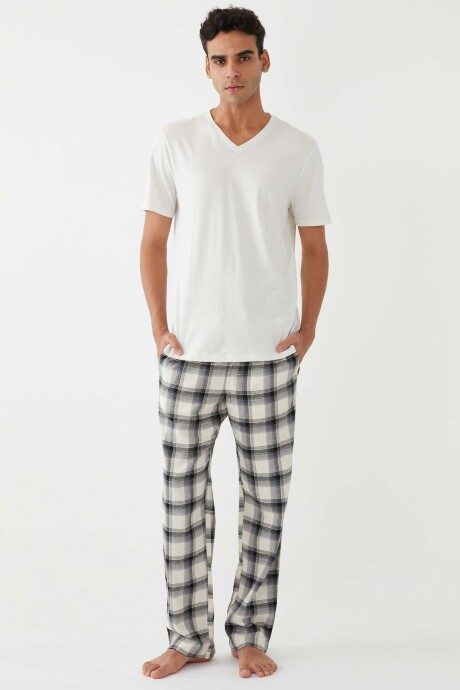 Pantalòn Pijama Franela Hombre Sp White Shadow Plaid