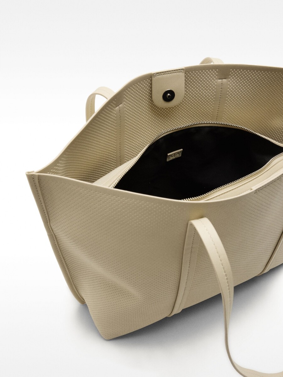 Bolso Shopper Perforado Con Bolso Extraíble crudo