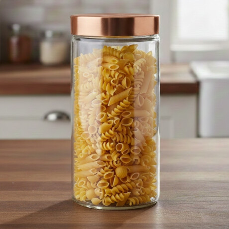 Frasco de vidrio cilíndrico con tapa 2 lts rosca cobre Cobre