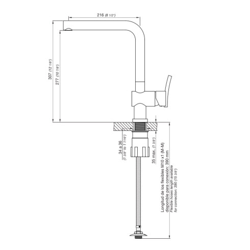 Griferia De Mesada Cocina Monocomando Cromo Fv 000
