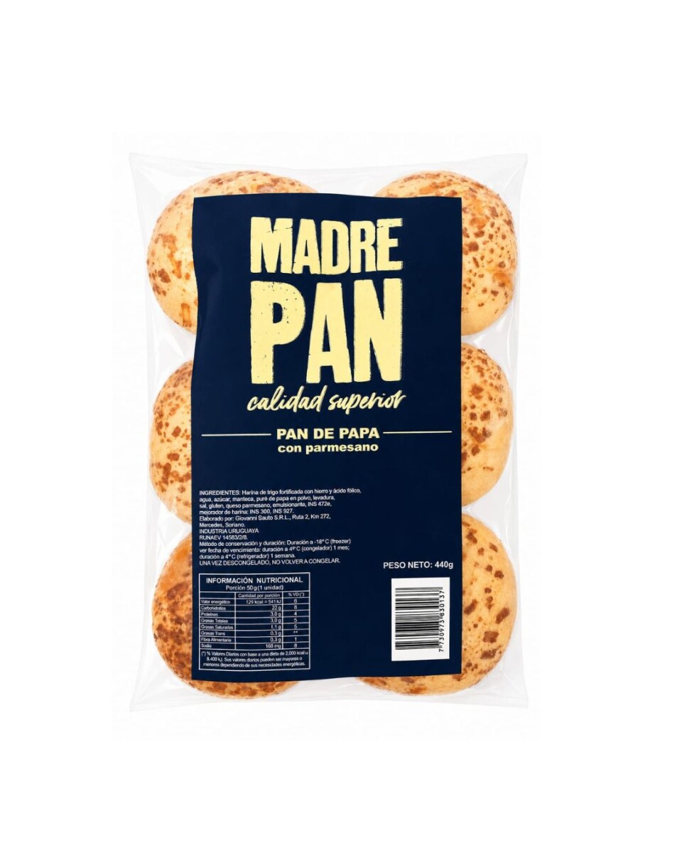 PAN DE PAPA CON PARMESANO X 6 MADRE PAN 