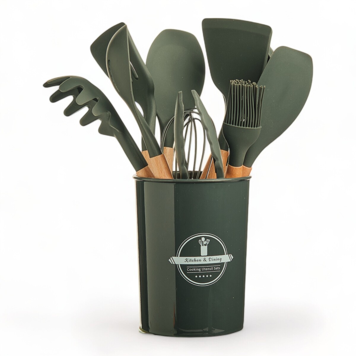 Set Utensilios Cocina Inicial Silicona Madera Plus Gourmet 