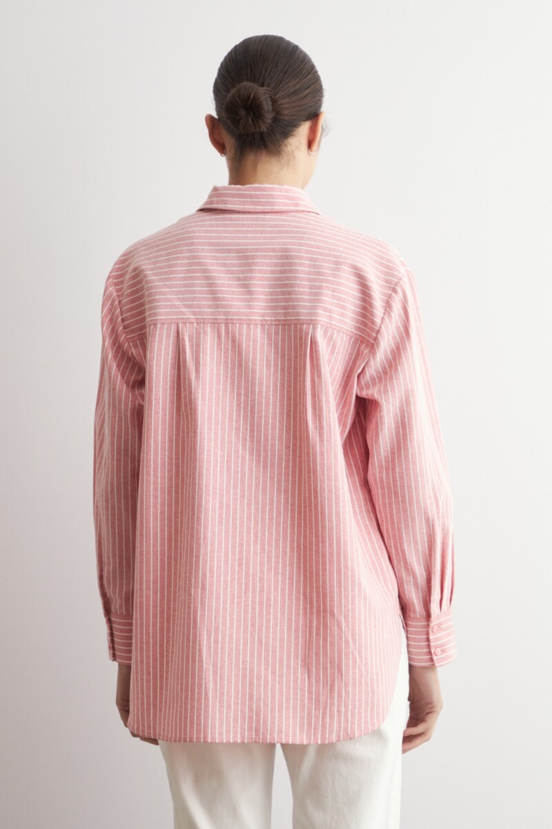 Camisa rayada oversized rojo melange