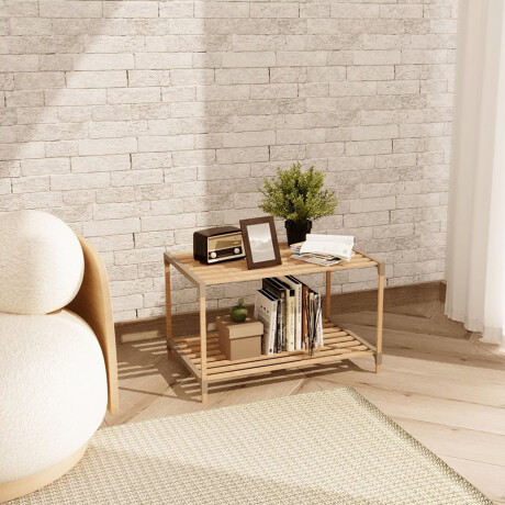 Estantería Organizadora Rack 2 Niveles 45x33x66Cm Madera PP Natural