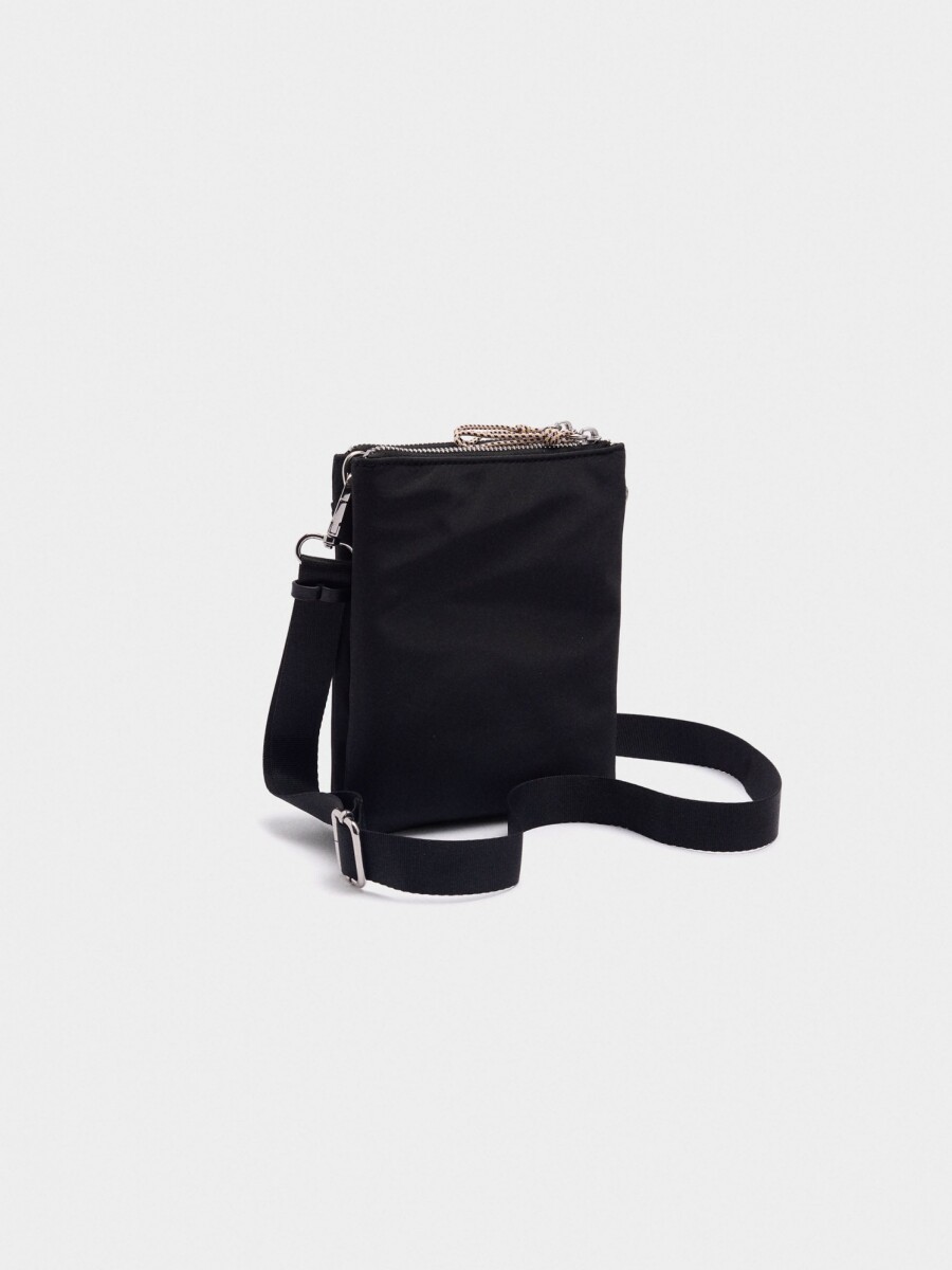 Bolso Bandolera Doble De Nylon negro