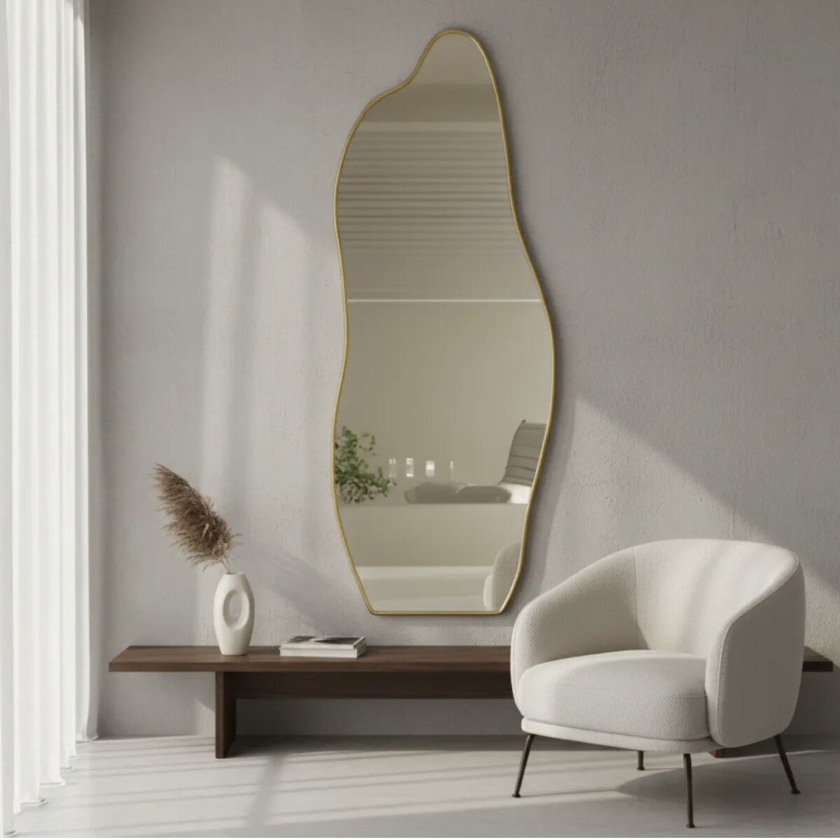 Espejo Lumax Degra Diseño Moderno Irregular 60 x 165cm - Dorado 