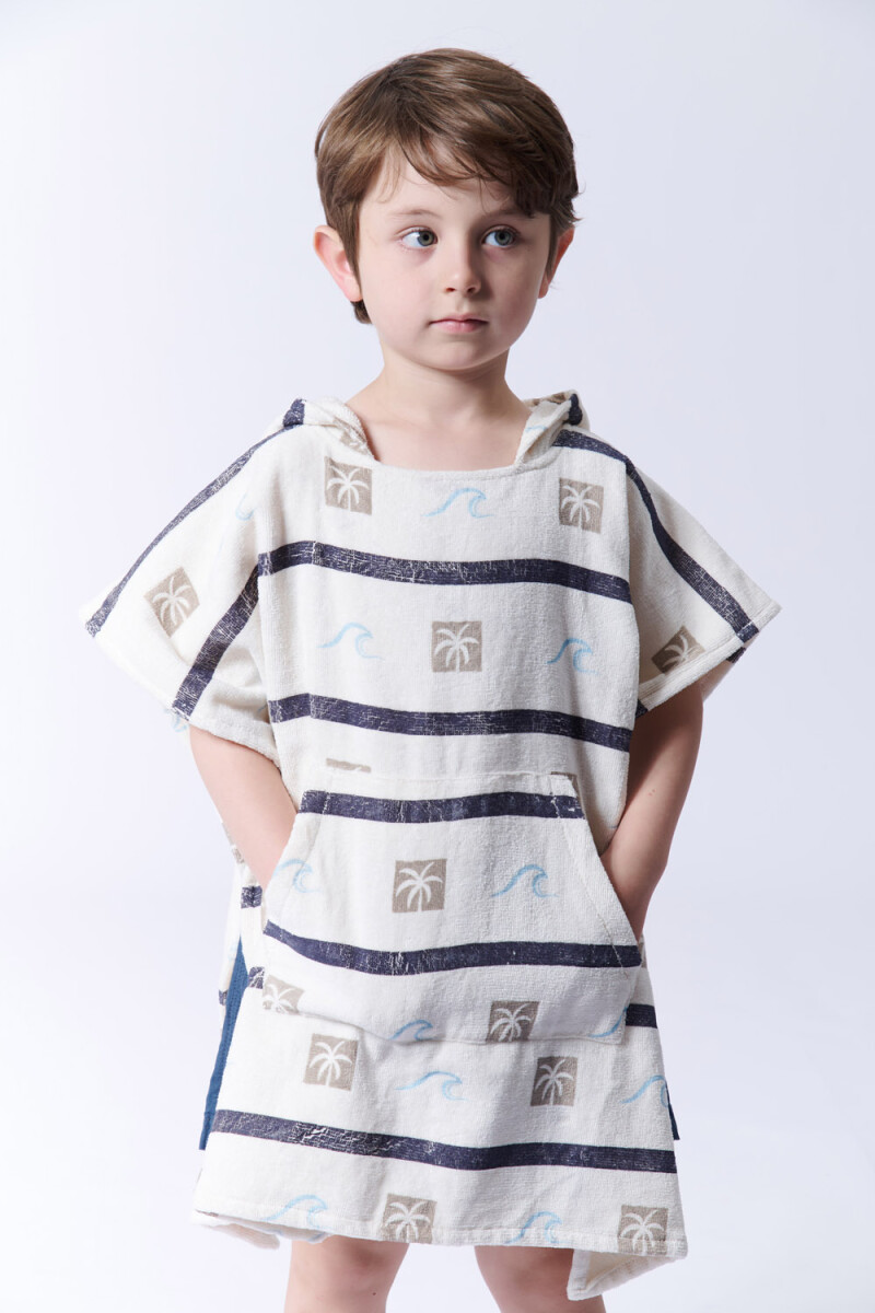 Poncho toalla estampado Crudo