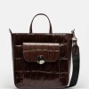 Shopper The Circle En Cuero Grabado Big Croco Marron