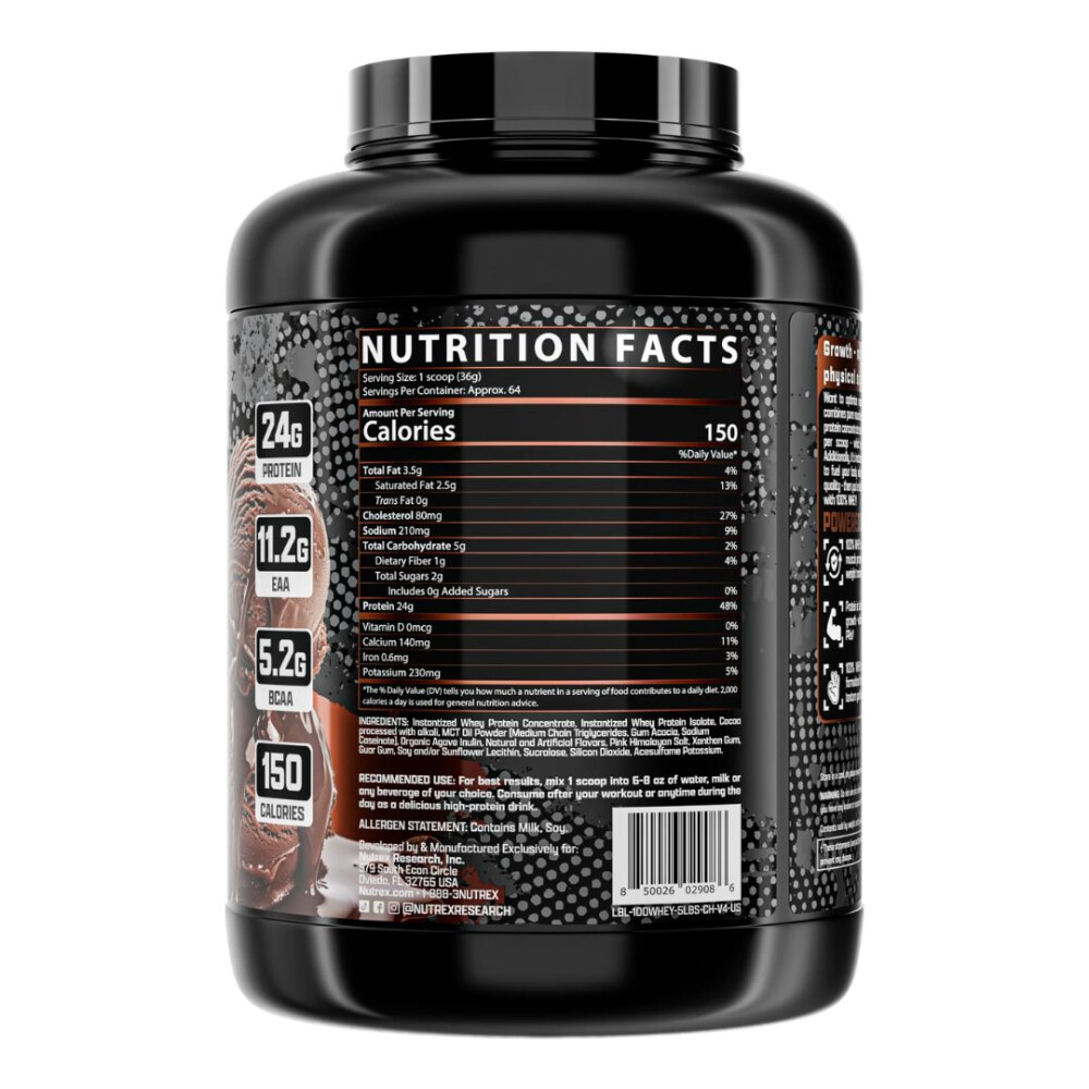 100% Whey Protein Chocolate | Proteína de Suero | 5 lb - Nutrex 100% Whey Protein Chocolate | Proteína de Suero | 5 lb - Nutrex