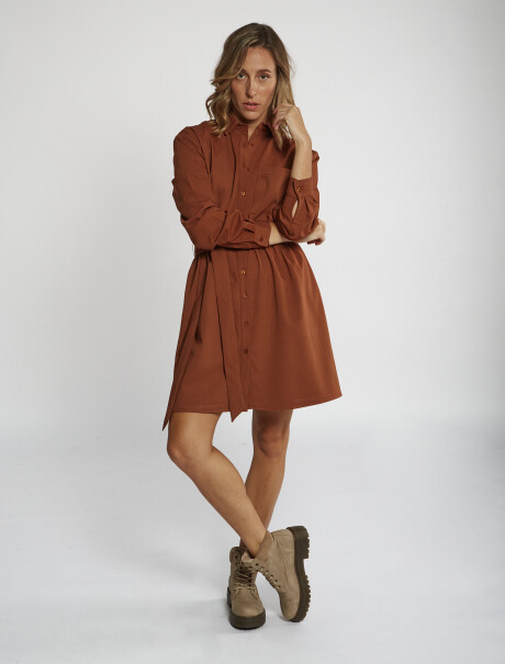 Vestido mini camisero cobre