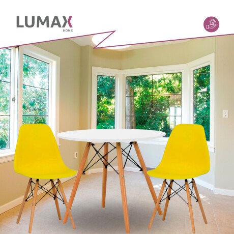 Juego de comedor Con Mesa Circular de 80cm + 2 Sillas Eames Amarllo