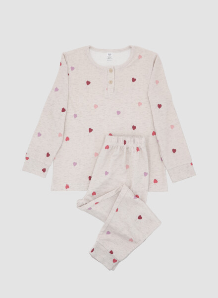 Pijama waffle hearts needle Marfil