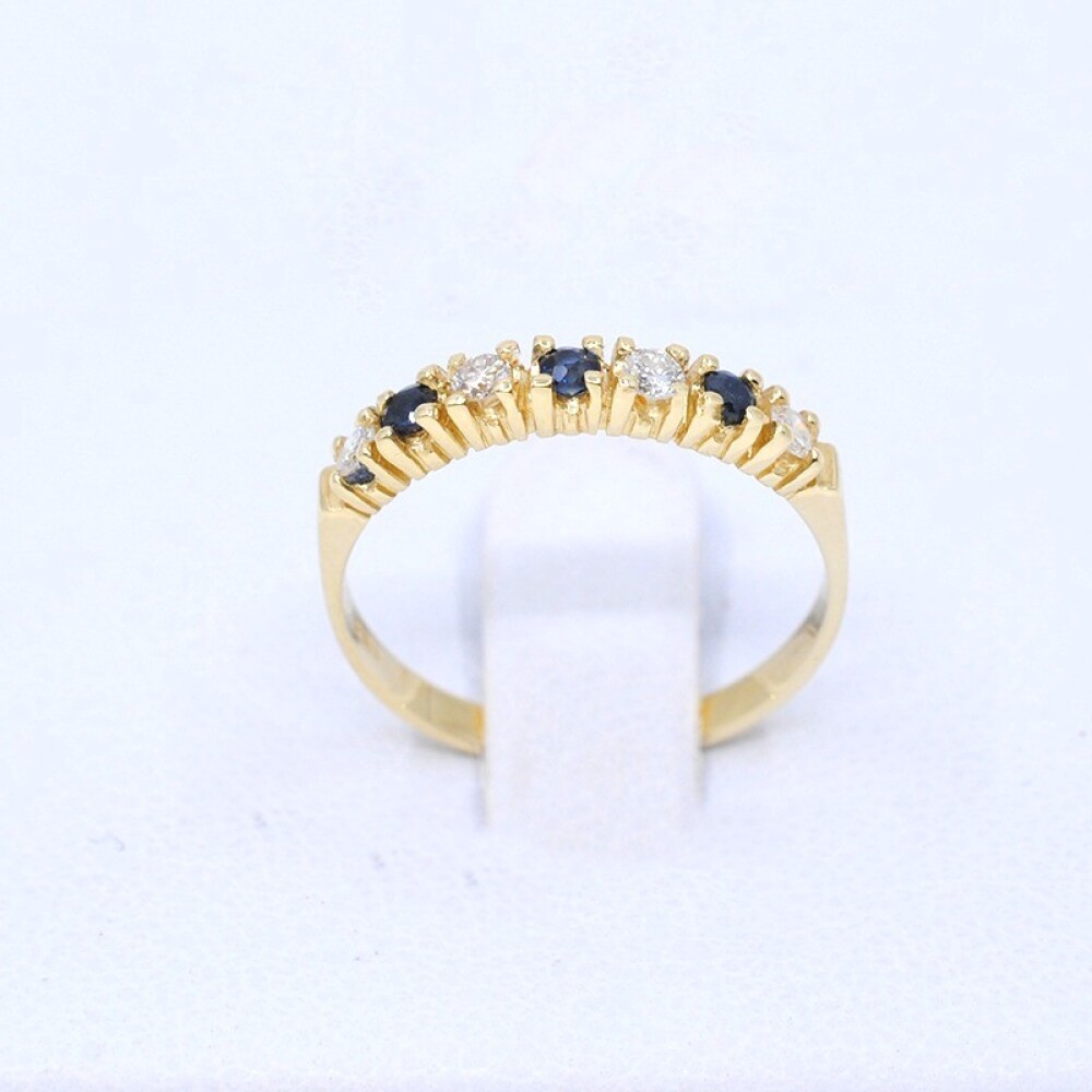 Anillo En Oro 18K, Brillantes Y Zafiros Anillo En Oro 18K, Brillantes Y Zafiros