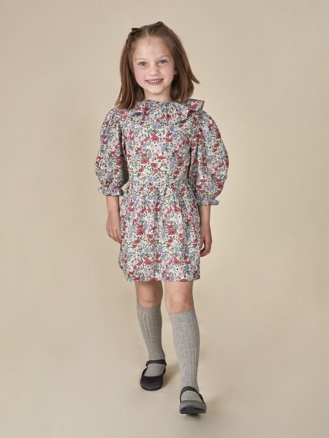 Vestido Estampado Liberty Blanco Roto