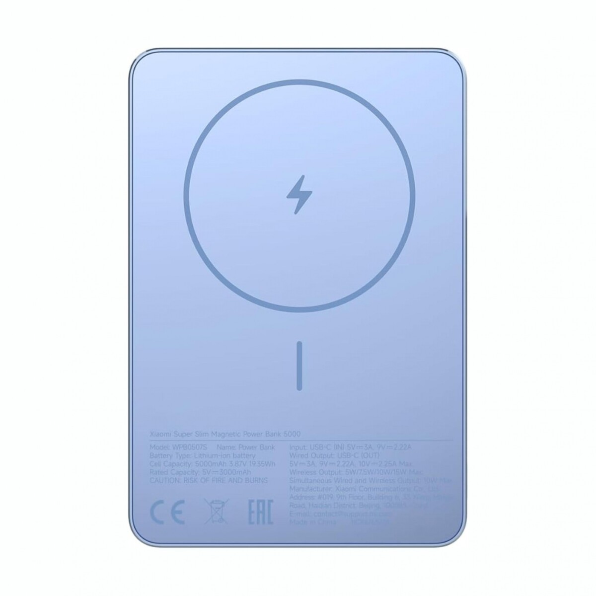 Cargador Portátil Power Bank XIAOMI Super Slim Magnetic 5000 - Blue 