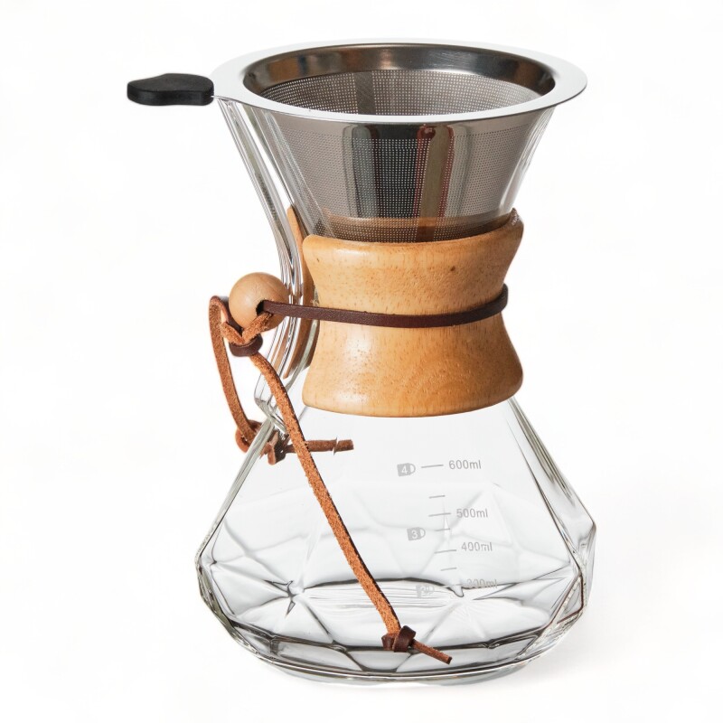 Cafetera Pour Over Borosilicato con Filtro de AC-inox 600ml Sin Color